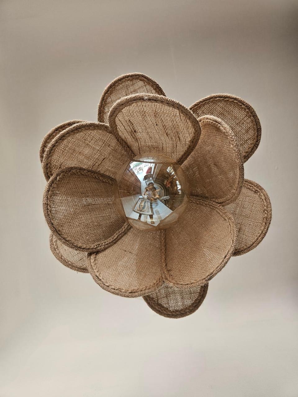 Lámpara Flor Tela de Yute